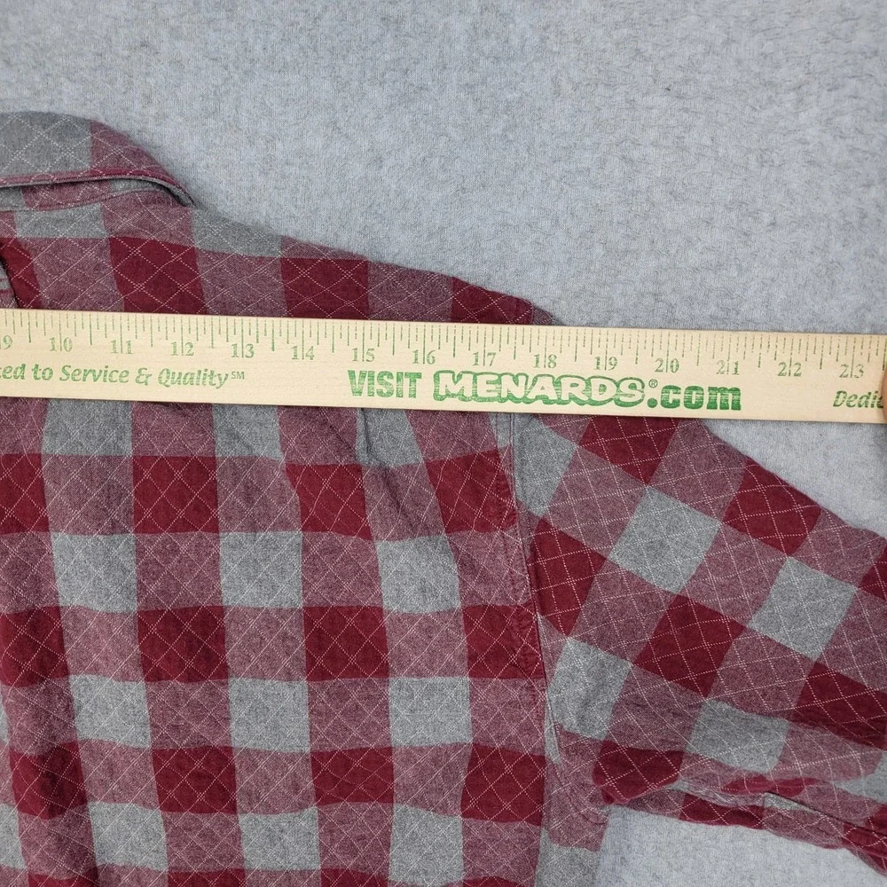 Banana Republic Shirt Mens Medium Red Gray Quilted‎ Flannel Plaid Lined Slim